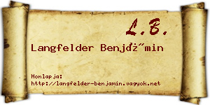 Langfelder Benjámin névjegykártya