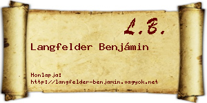 Langfelder Benjámin névjegykártya